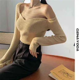 Women Sweater Genayodoa Switer Tipis Lengan Panjang Wanita Ramping Seksi Musim Gugur Musim Semi Rajutan Ata T220824