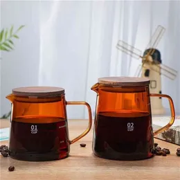 300 500 ml Strawberry Coffee Pot Häll över glasområdet Kafferserver Barista Percolator Clear Coffee Drippor och pottenuppsättning Filter 210408