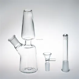 Stock 2022 New 7 Inch Glass Water Bongs Dab Rig with 14mm Female Downstem 14mm Glass Bowl Thick Recycler Beaker Bong for Water Smoking BES121