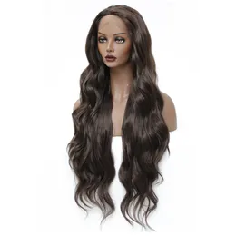 3X13 Lace Front Synthetic Wig Free Part Wigs For Black Women Long Body WavyHair 28 Inch 150% Density Transparent Lace Wigfactory