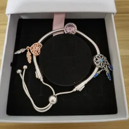 Nuevas damas Charms Bracelets Luxury Feather Bead Colgante original Fit Pandora Love Bracelet Diy Ladies Joyas clásicas 925 Fashion Silver With Box