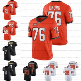 A3740 3 Spencer Sanders 2021 Oklahoma State Cowboys Jersey NCAA College Jaylen Warren Russell Okung James Washington Dez Bryant Justin