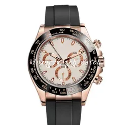 Relógio de Luxo Man Wristwatch, Design Mestre, Esportes Men, Anel de Relógio de Cerâmica, Caixa de Aço Antelhado em Ouro Rosa, Corrente de Borracha, Fivela dobrável, Vidro de Sapphire