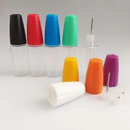 Färgglad lång tunn spetsnål Petflaska Plastisk eliquid 10 ml 15 ml tom e flytande juice droppflaskor med barnsäker lock