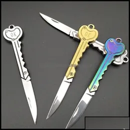 Knife Hand Tools Home Garden Ring Keychain Mini Key Form Blade Box Package Folding Pocket Mti-Tool Letter Opening Gadget Kit Camp Drop Del