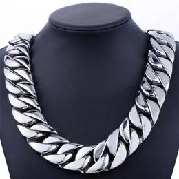 316L 31mm Acciaio inossidabile Mens Boys Super Heavy Silver Color Chain Curb Collana Intero regalo gioielli LHN35 2010131743