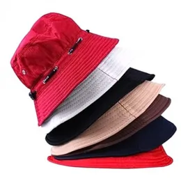 Fisherman Hat Men Women Basin Cap With Hole Rope Solid Camouflage Fishing Caps Summer Outdoor Camping Hunting Bucket Hat Sun Visor B8284