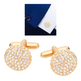 1 Pair Wedding Crystal Cuff Links Shirt Suit Collar Cufflinks Gold 220812