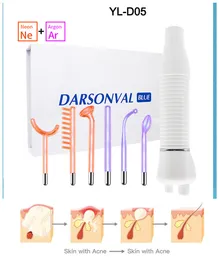 6pcs Definir aparelho de alta frequência Máquina facial para cabelos face anti envelhecimento terapia acne fusion fusion neon argon wands de pele beleza