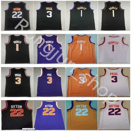 Genähte 2021 Männer Basketball-Trikots Chris Paul 3 Devin Booker 1 Deandre Ayton 22 Jersey Herren City Schwarz Weiß Lila Orange Farbe Who-Trikots