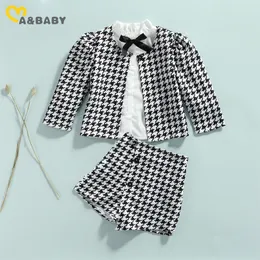 Ma&Baby 1-7Y Child Kid Girls Clothes Set Long Sleeve Coat Jacket White Blouse Shorts Outfits Autumn Spring Costumes DD43 220419