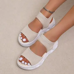 Sandals Ladies Open Toe Soft Sole Rubber Black Beige Breathable Slip On Women Shoes Beach Designer SandalsSandals