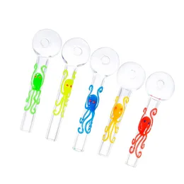 Crescer Flash no Dark Pyrex Burner de óleo Coleção de tubo de 4 polegadas de vidro Bubbler Tubos de mão Tubos de fumo Acessórios grossos Octopus Tubo de fumaça Presentes Atacado Mistura Cor