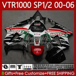 바디 키트 Honda VTR1000 RTV1000 RC51 00 01 02 03 04 05 06 레드 그린 블크 보디 워크 123no.89 VTR 1000 SP1 SP2 2000 2001 2002 2003 2004 2005 2005 2006 VTR-1000 2000-2006 페어링