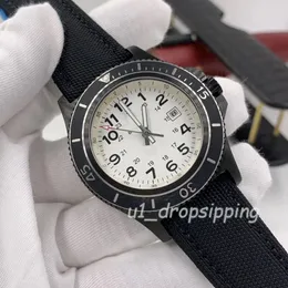 Drop - Mechanical Watch Mens Watches 46mm Stor vit Dial Rubber Strap Rotatable Bezel Fashion Wristwatch295s