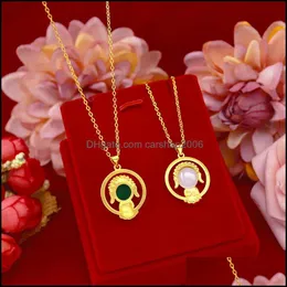 Anhänger Halsketten Anhänger Schmuck Fein Großhandel 24K Gold Vintage Buddha Halskette Mode Frauen Mädchen Geburtstag Hochzeit Gefälligkeiten Drop Lieferung