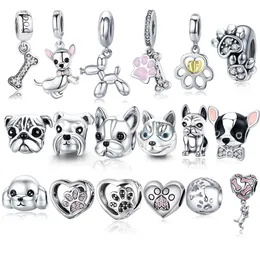 925 Sterling Silver A Dog 's Story Barboncino Cucciolo Bulldog francese Perline Charm Fit BISAER Charms Bracciale in argento 925 originale 220195i