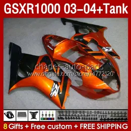 Spritzguss orange glänzende Form Verkleidungen für Suzuki GSXR1000 GSXR-1000 K 3 GSX R1000 GSXR 1000 CC K3 03 04 Karosserie 147No.44 GSX-R1000 2003 2004 1000CC 2003–2004 OEM-Verkleidungstank