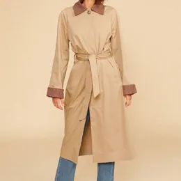 Женская траншея пальто Houndstooth подкладки женские пальто 2022 осень зима мода случайный темперамент длиной