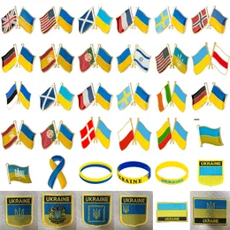USA och Ukraina Friendship Flag Badge Lapel Pins Storbritannien Poland Danmark Sverige Ukraina broscher