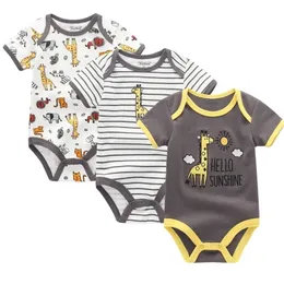 Ubrania dla niemowląt rompers bawełniany niemowlę krótkie rękawe Jumpsuits Boy Girl Summer Baby Clothing Zestaw LJ201223