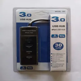 4 I 1 Black USB 3.0 Hub Splitter för PS4/PS4 Slim Xbox High Speed ​​Adapter med detaljhandelspaket hög kvalitet