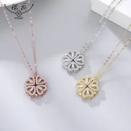 Catena maglione in argento 925 Collana di design di interesse speciale Sensazione avanzata di un quadrifoglio a doppia usura Love Ins Style Ragazza calda all'ingrosso