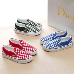 Children's Casual Shoes for Boys Girls Checkered Classic Kids Sneakers Slip-on Canvas Big Boy Girl Soft Breathable New Y220510