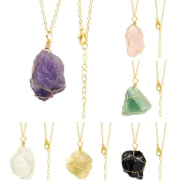 Natural Crystal Quartz Healing Bead Gemstone Halsband Kvinnor Män Pendant Natural Stone Necklace Jewelry Gift