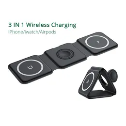 Magnetic 3 in 1 Fast Wireless Charger 15W Foldable Charging Station for iPhone 13 12 Pro Max Mini iWatch 7 6 SE AirPods 2 3 Pro