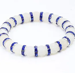 Mode Strands Natural Stone White Bead Blue Red Green Spacer Justerat armband Elastic SJ5