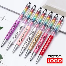 Crystal Metal Ballpoint Pen Diamond Touch Screen Capacitive Pen بالجملة الإعلانية كتابة القلم المخصص بالجملة 220712