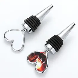 Sublimation Blank Metal Wine Stopper Business Gifts Heat Transfer Heart Bottle Stopper DIY Creative Household Tools B6