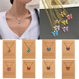 Naszyjniki wisiorek Modna Modna naszyjnik motyla dla kobiet Oświadczenie o złotym kolorze Koreańskie emaliowane darnice biżuterii hurtant