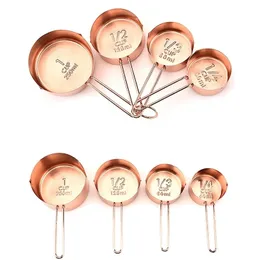 4pcs Copper Stainless Steel uring Cups Portable Hangable Kitchen With Scale JCFCJ261 Y200531