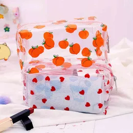 Torby kosmetyczne HBP Purdored 1 PC Girl Blear Cosmetic Bag Pvc Przezroczysta torba do makijażu dla kobiet Wodoodporne zamek błyskawiczne torby na toaletowe toalety 220825