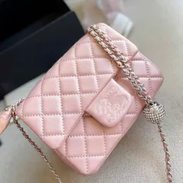 18C Bayan Crossbody Tasarımcı Çanta Düz Renk Hakiki Deri Klasik Çanta Flap Mini Zamansız Elmas Kapitone Elmas Encrusted Topu Ayar Omuz Çantası ZH