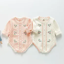 Mumpsuits Spring Autumn Baby Girls Manga Longa Rompes de Machono Roupas Bordado Crianças Meninas Rompers Jumpsuits