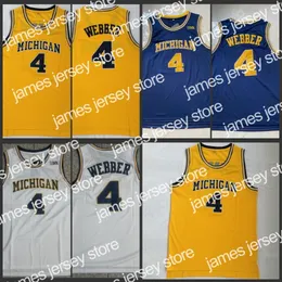 NCAA MENS MICHIGAN WOLVERINES #4 Крис Уэббер Колледж Retro Basketball Limited Jersey