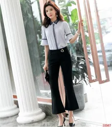 Women's Blouses & Shirts Fashion Ladies Work & Women Business Suits 2 Piece Pant And Top Sets Office Pantsuits Half SleeveWomen's