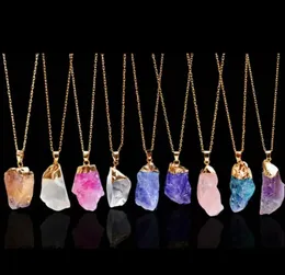 Party Favor Natural Crystal Quartz Healing Point Chakra Bead Gemstone Halsband Pendant C0823