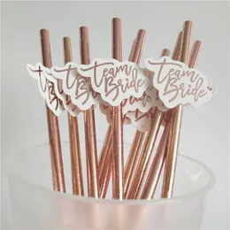 Party Decoration 10pcs Bride To Be Rose Gold Straw Team Wedding Drinking Paper Straws Hen Tableware Bachelor DecorParty