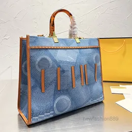 토트 디자이너 데님 선샤인 토트 가방 여성 하드 hle hbag 대형 쇼핑 지갑 크로디 어깨의 골드 하드웨어 패션 레터 비치 분리 가능한 넓은 스트랩