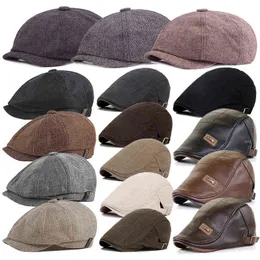 Autumn Winter Men Berets Street Tidning Säljare Hat Spring Retro British Basker Hats Män Peak Painter Caps Forward Gatsby Cabbie Hats J220722