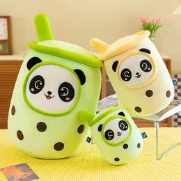 Creative Milk Tea Cup Plush Dolls Transformed Into Panda Doll Plushies Soft Pillow Toys