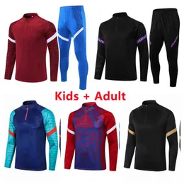 2021-22 New Men 's Kids Soccer Sports City Sweatshirts Training Tracksuit 세트 2 조각 성인 생존 트랙 정장 조깅 키트 G1217