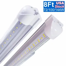 4Ft 8Ft 144W Double Side 4 Rows LED Tube Lights V-Shaped Integrated Light Fixtures SMD2835 Ultra Bright Cold White 6500K AC110V AC120V AC277V Work Bulb Lamp OEMLED