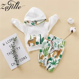 ZAFILLE Baby Boy Clothes Set Cotton Dinosaurs Winter For borns Stripe Hooded Sweatshirt+Pants Outfits 220326