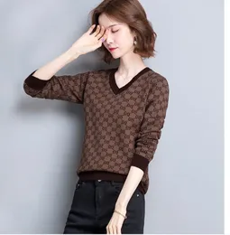 2022 primavera e autunno nuova moda da donna maglione lavorato a maglia camicia a maniche lunghe biancheria intima casual camicia a fondo sottile allentata