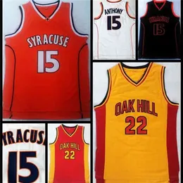 Nikivip #22 Oak Hill High School Trikot Carmelo Anthony #15 Syracuse College Basketballtrikot Herren genäht Orange Weiß Gelb